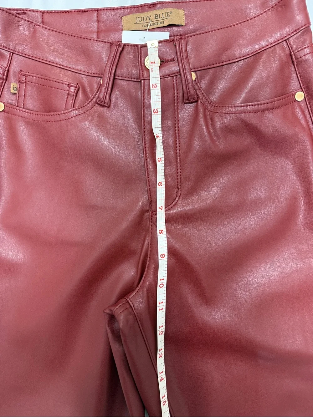 Judy Blue Burgundy Faux Leather Straight Leg Jeans